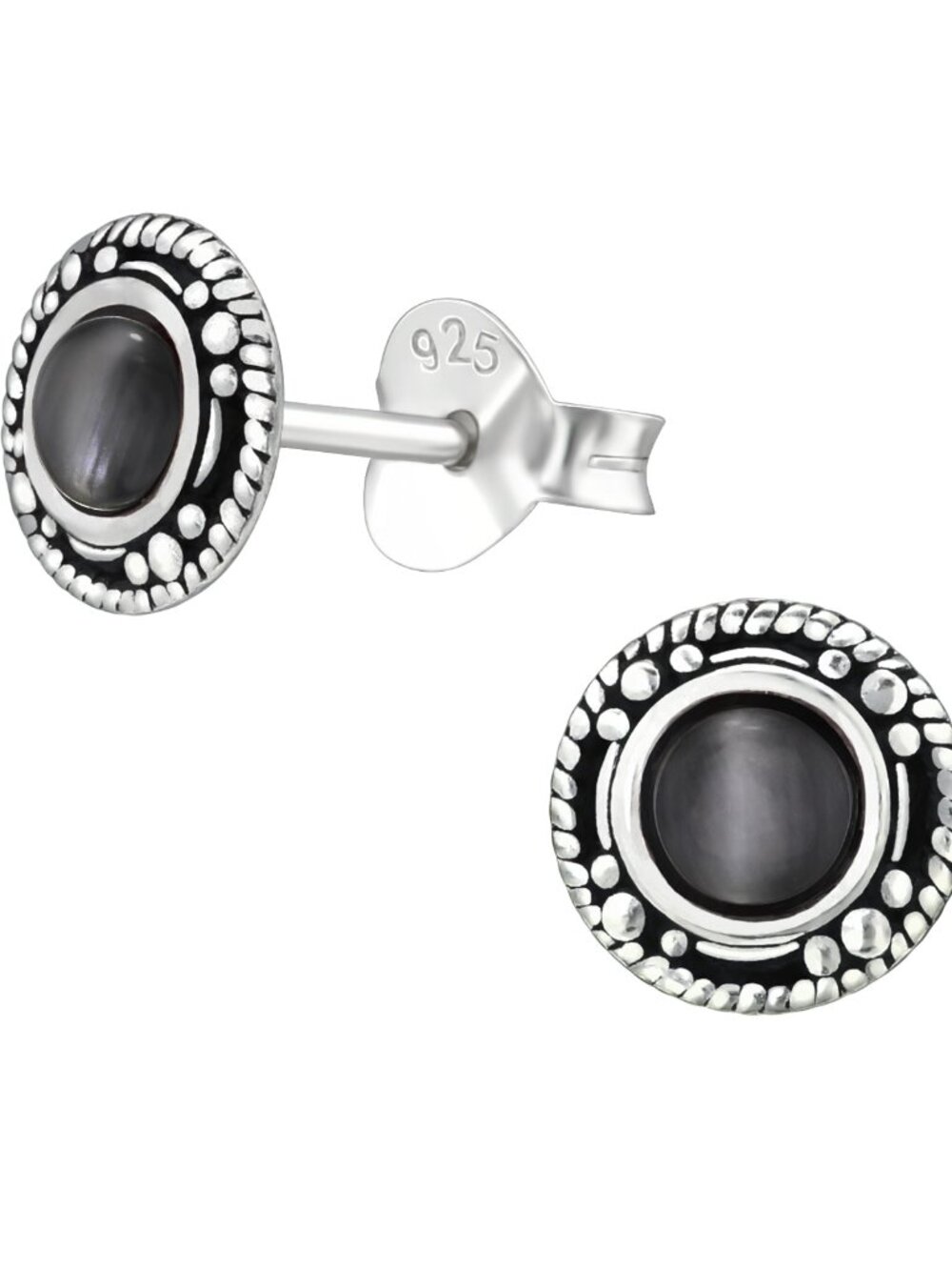 Sterling Silver Black Stud Earrings